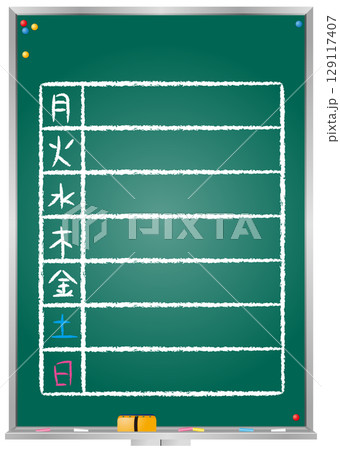 黒板フレームベクター素材｜タイトルなし週間予定自由記載式A4比率・縦長 129117407