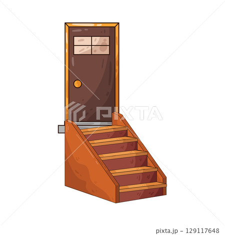 illustration of door and stairs 129117648