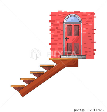 illustration of door and stairs illustration of door and stairs 129117657