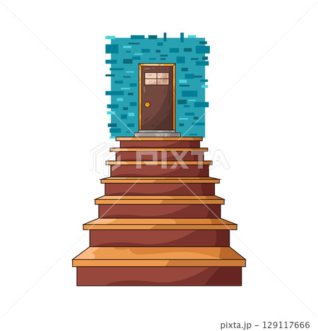 illustration of door and stairs illustration of door and stairs 129117666