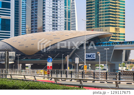 Dubai, UAE - September 25, 2024 DMCC City Metro Station, exterior view. Editorial 129117675