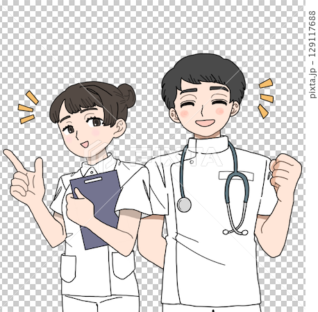 男性看護師と女性看護師 129117688