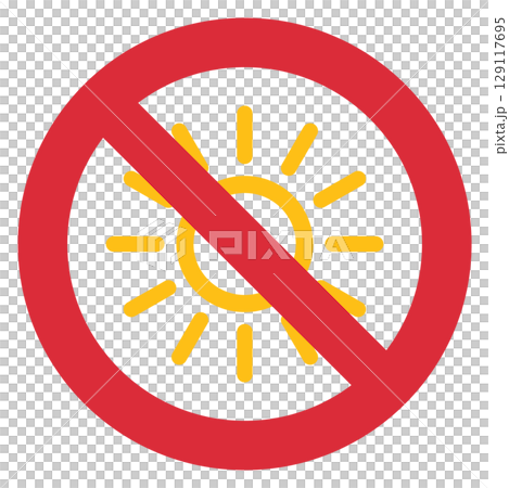 直射日光禁止マークのアイコンイラスト 直射日光禁止マークのアイコンイラスト 129117695