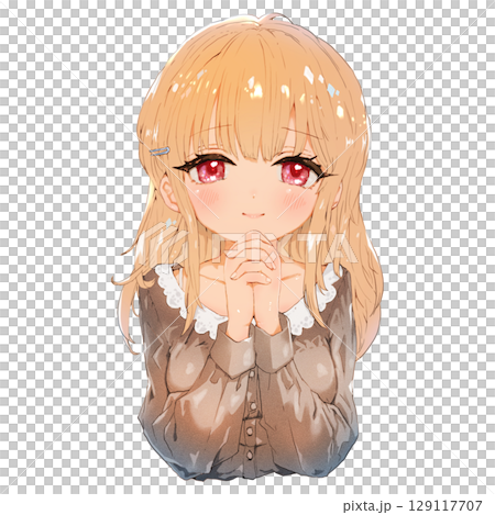 【女性ポーズ】煌めく瞳で見つめる女性 129117707