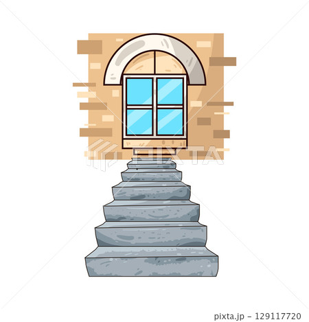 illustration of window stairs 129117720