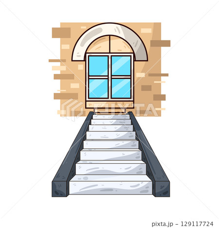 illustration of window stairs illustration of window stairs 129117724
