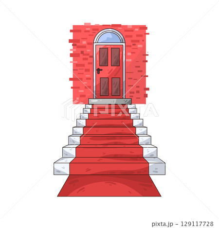 illustration of door stairs illustration of door stairs 129117728
