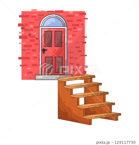 illustration of door stairs 129117730