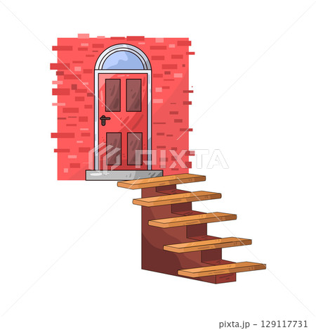illustration of door stairs illustration of door stairs 129117731