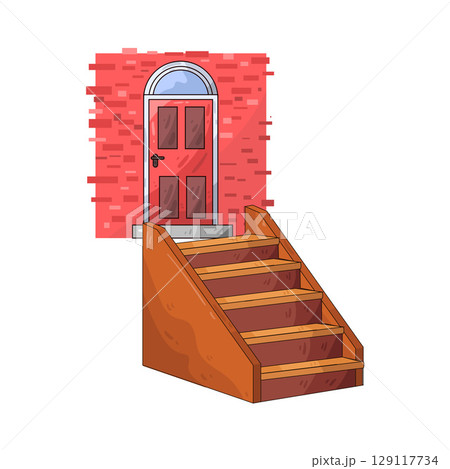 illustration of door stairs 129117734