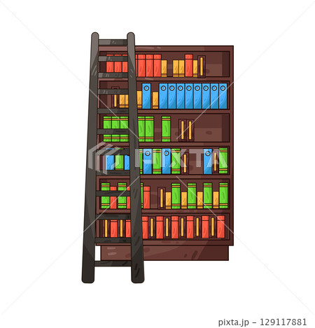 illustration of library ladder 129117881