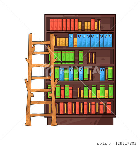 illustration of library ladder illustration of library ladder 129117883