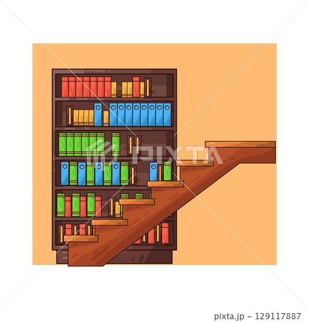 illustration of library stairs 129117887