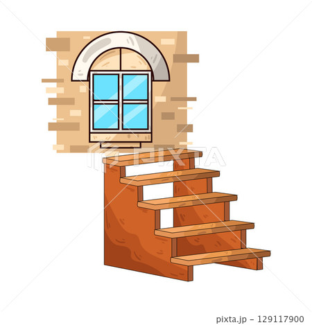 illustration of window stairs illustration of window stairs 129117900