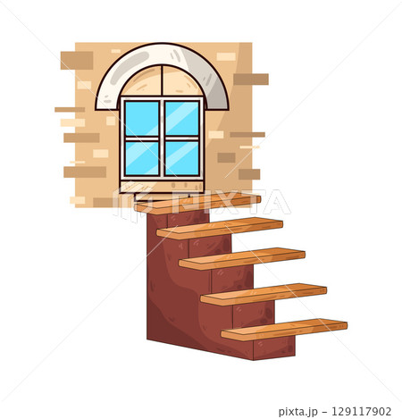 illustration of window stairs illustration of window stairs 129117902