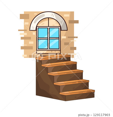 illustration of window stairs 129117903