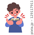 大金を得る男性のデフォルメイラスト 大金を得る男性のデフォルメイラスト 129117911