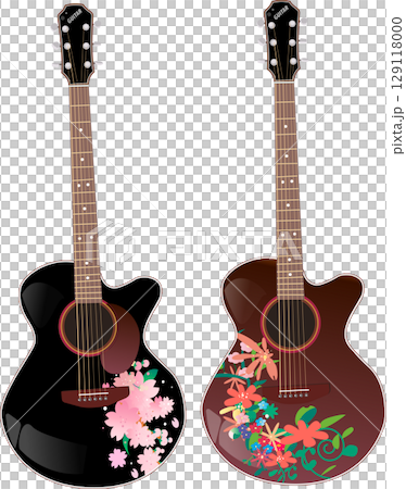 花柄,アコースティックギター 花柄,アコースティックギター 129118000