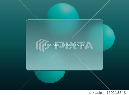 Dark glassmorphism banner with teal glowing spheres on gradient background Dark glassmorphism banner with teal glowing spheres on gradient background 129118848