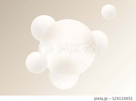 Abstract beige background in glass morphism style with spheres and round banner Abstract beige background in glass morphism style with spheres and round banner 129118852