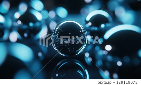 Abstract Blue Glass Spheres Background Texture 129119075