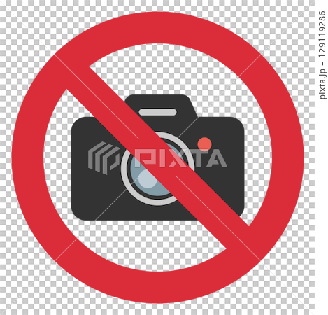 Camera prohibition sign icon illustration 129119286