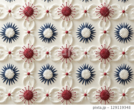 textile pattern mimicking intricate hand-embroidery . French knot accents as seed pearls 129119348
