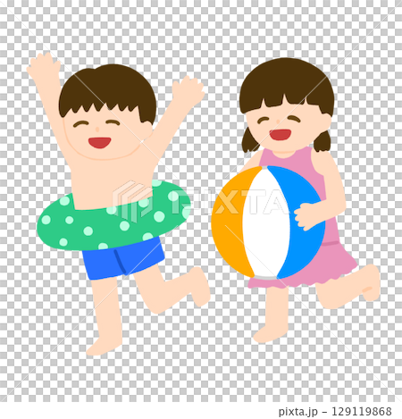 在海裡或游泳池玩耍的孩子們 在海裡或游泳池玩耍的孩子們 129119868