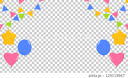 花圈、旗幟和氣球裝飾框 129119987