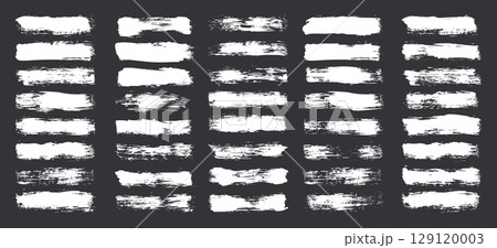 Grunge brush strokes, lines, ink smudges, hand-drawn scribble shapes. Handmade sketchy marks, acrylic stains, charcoal streaks. Paint textures, dry brush effect. Marker underline. Vector illustration 129120003