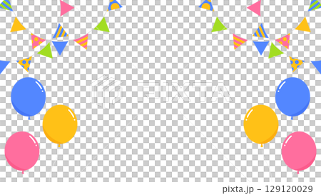 Garland, flags, and balloons decoration frame 129120029