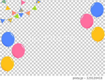 Garland, flags, and balloons decoration frame Garland, flags, and balloons decoration frame 129120418