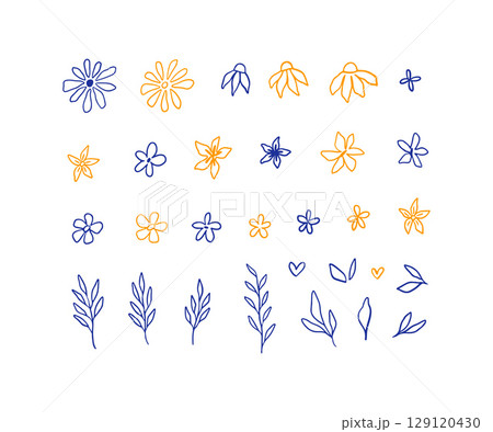 Hand drawn doodle simple vector flower set Hand drawn doodle simple vector flower set 129120430