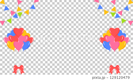 Heart balloons, garlands, and flag decoration frame Heart balloons, garlands, and flag decoration frame 129120479
