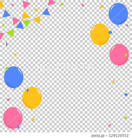 Garland, balloons, and confetti decoration frame, square size 129120552