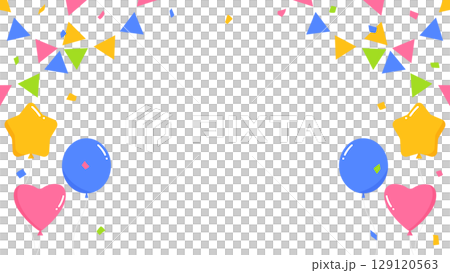 Garland, balloons and confetti decoration frame 129120563