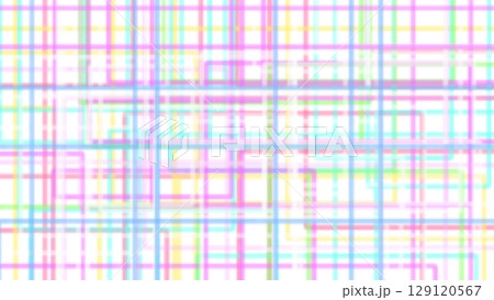 カラフルな水彩風チェック柄ラインデジタル背景素材 129120567