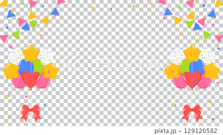 花圈、氣球和五彩紙屑裝飾框 129120582