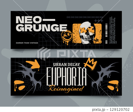 Urban Street Art Inspired Neo Grunge Horizontal Flat Banners Collection 129120702