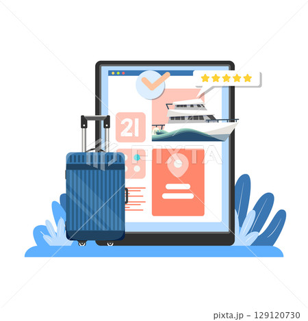 Online Travel Booking With Luggage Icon 129120730