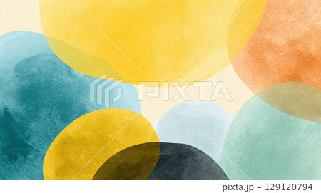 水彩風の抽象的なカラフル背景 129120794