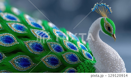 A majestic peacock artfully adorned for Indian Independence Day celebrations. A majestic peacock artfully adorned for Indian Independence Day celebrations. 129120914