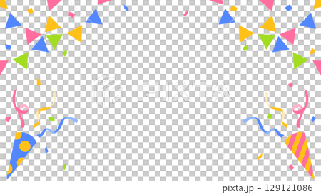五彩紙屑、花圈和派對餅乾裝飾框 129121086