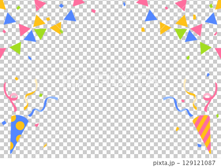 五彩紙屑、花圈和派對餅乾裝飾框 129121087