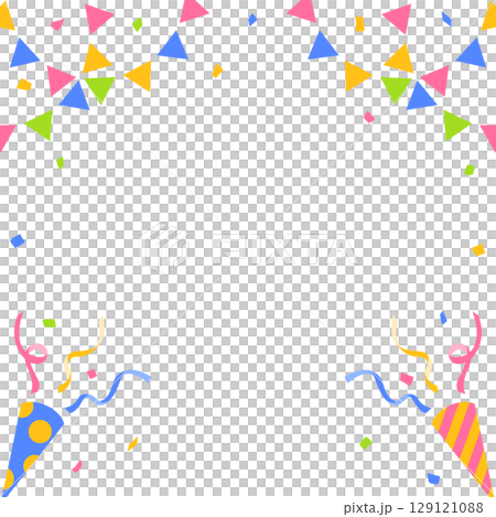 Confetti, garland, and party cracker decoration frame, square size 129121088