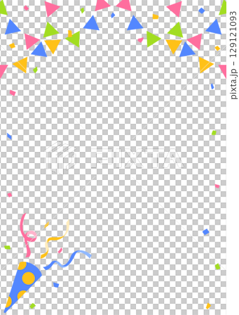 五彩紙屑、花圈和派對餅乾裝飾框,縱向 五彩紙屑、花圈和派對餅乾裝飾框,縱向 129121093