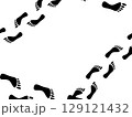 Bare foot print on banner template with place for text 129121432