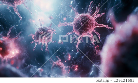 Macro close-up of colorful bacteria colonies and virus cells. Macro close-up of colorful bacteria colonies and virus cells. 129121683