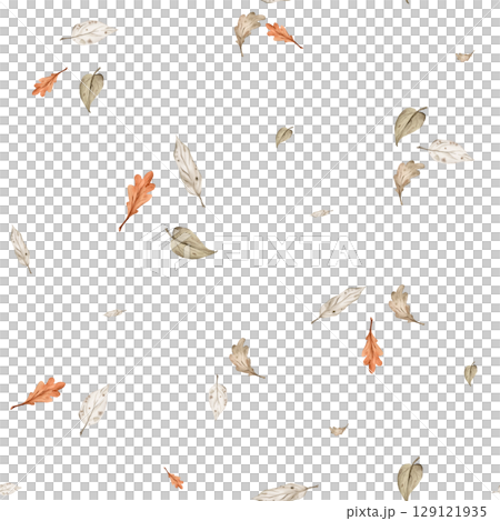 Autumn leaves watercolor seamless Pattern. Illustration of ornament with of plants and branches on isolated background for wrapping paper or textile design. Minimalism drawing for wallpaper Autumn leaves watercolor seamless Pattern. Illustration of ornament with of plants and branches on isolated background for wrapping paper or textile design. Minimalism drawing for wallpaper 129121935