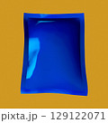 Blue Foil Snack Bag Mockup on Mustard Background 129122071